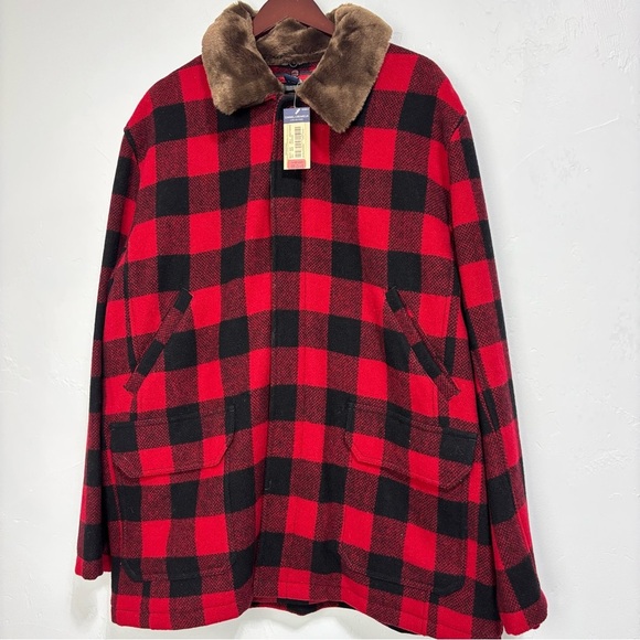 Daniel Cremieux Collection NWT XXL 2XL Men's Red Buffalo Check Wool Chore Coat - Picture 1 of 12